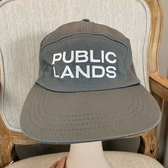 New Boco Gear Public Lands Hat Cap Gray 7 Panel Adjustable Strap 100% Cotton - Picture 7 of 12